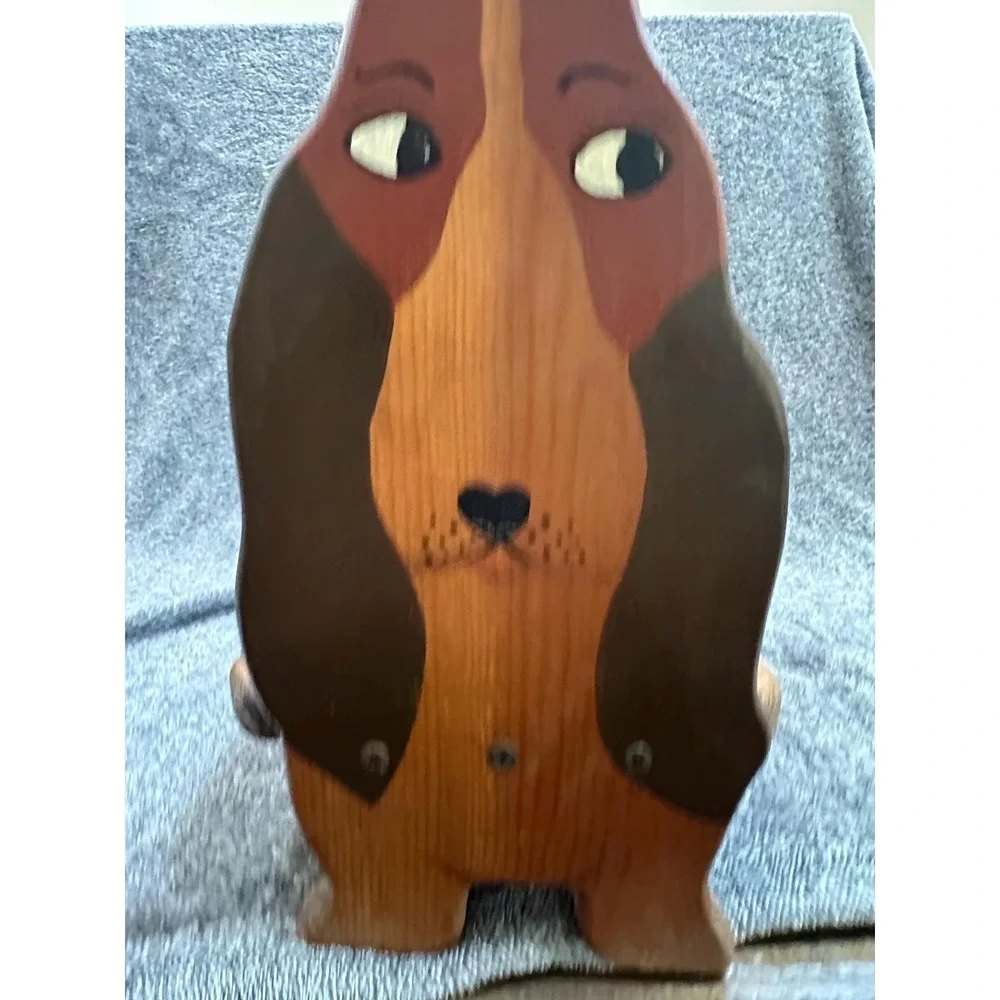 Handmade Wooden Basset Hound Raised Dog Feeder Double Elevated Pet Bowl Stand